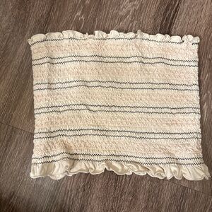 American Eagle Outfitters Cream and Black Ruffled Tube Top